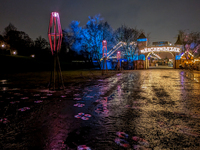 The Märchenbazar at the Olympic Park South in Munich, Bavaria, Germany, on December 9, 2024, offers a unique experience for visitors. Runnin...