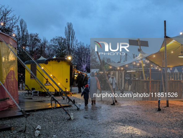 The Märchenbazar at the Olympic Park South in Munich, Bavaria, Germany, on December 9, 2024, offers a unique experience for visitors. Runnin...