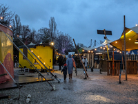 The Märchenbazar at the Olympic Park South in Munich, Bavaria, Germany, on December 9, 2024, offers a unique experience for visitors. Runnin...