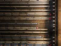 Emu trains are parked at the Nanjing South Bullet Train station in Nanjing, China, on December 10, 2024. (