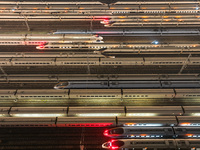 Emu trains are parked at the Nanjing South Bullet Train station in Nanjing, China, on December 10, 2024. (