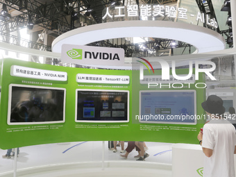 Visitors visit the NVIDIA booth at the INCLUSION Conference on the Bund in Shanghai, China, on September 7, 2024. (