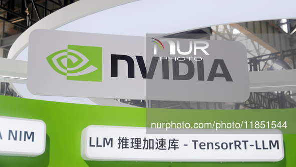 Visitors visit the NVIDIA booth at the INCLUSION Conference on the Bund in Shanghai, China, on September 7, 2024. 