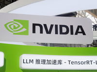 Visitors visit the NVIDIA booth at the INCLUSION Conference on the Bund in Shanghai, China, on September 7, 2024. (