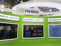 Visitors visit the NVIDIA booth at the INCLUSION Conference on the Bund in Shanghai, China, on September 7, 2024. (