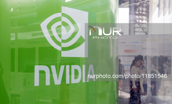 Visitors visit the NVIDIA booth at the INCLUSION Conference on the Bund in Shanghai, China, on September 7, 2024. 