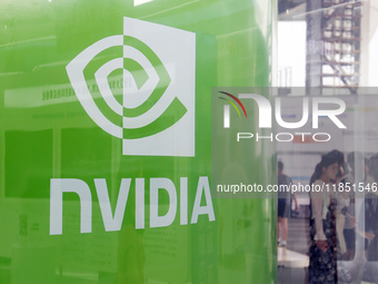 Visitors visit the NVIDIA booth at the INCLUSION Conference on the Bund in Shanghai, China, on September 7, 2024. (