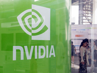 Visitors visit the NVIDIA booth at the INCLUSION Conference on the Bund in Shanghai, China, on September 7, 2024. (