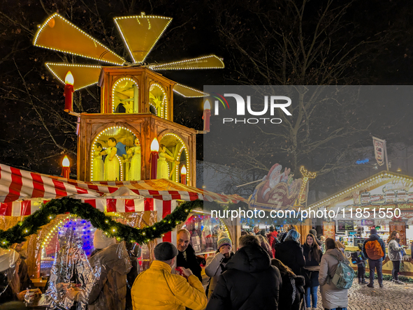 The Neuhauser Christmas Market at Rotkreuzplatz in Munich, Bavaria, Germany, on December 9, 2024, offers a welcoming and relaxed atmosphere,...