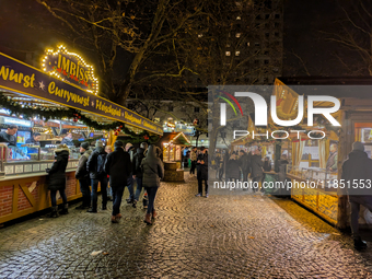 The Neuhauser Christmas Market at Rotkreuzplatz in Munich, Bavaria, Germany, on December 9, 2024, offers a welcoming and relaxed atmosphere,...