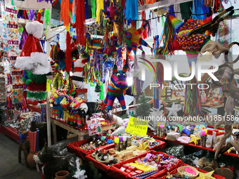 Various items for the Christmas and Posadas season are sold at a market set up in the Tlalpan Center in Mexico City, Mexico, on December 7,...