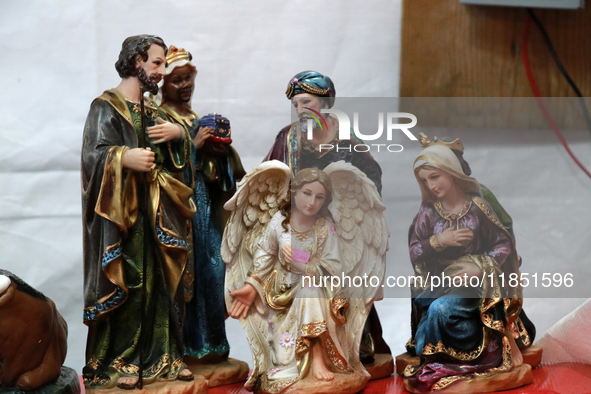 Nativity figures are seen at a market where different products are sold for the Christmas and Posadas season in the Tlalpan Center in Mexico...