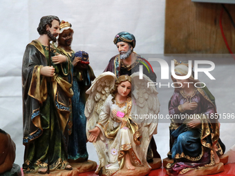 Nativity figures are seen at a market where different products are sold for the Christmas and Posadas season in the Tlalpan Center in Mexico...