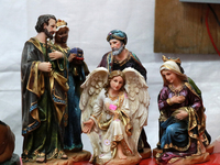 Nativity figures are seen at a market where different products are sold for the Christmas and Posadas season in the Tlalpan Center in Mexico...