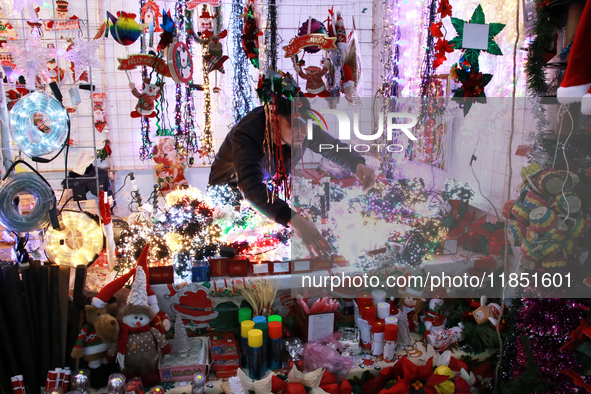 Various items for the Christmas and Posadas season are sold at a market set up in the Tlalpan Center in Mexico City, Mexico, on December 7,...