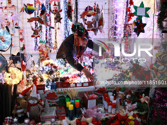 Various items for the Christmas and Posadas season are sold at a market set up in the Tlalpan Center in Mexico City, Mexico, on December 7,...