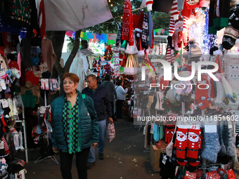 People attend a market where different items are sold for the Christmas and Posadas season in the Tlalpan Center in Mexico City, Mexico, on...