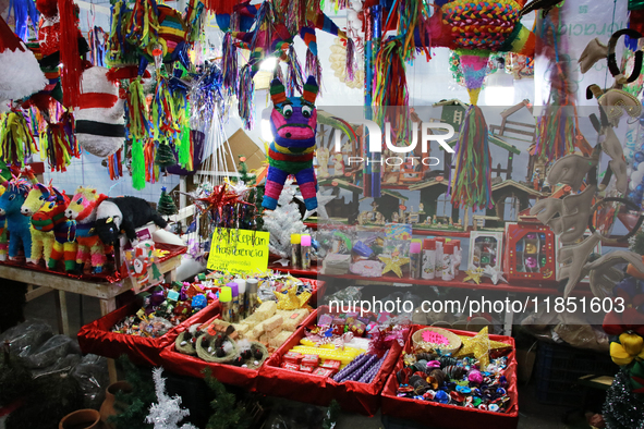 Various items for the Christmas and Posadas season are sold at a market set up in the Tlalpan Center in Mexico City, Mexico, on December 7,...