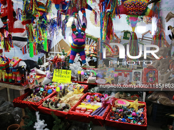 Various items for the Christmas and Posadas season are sold at a market set up in the Tlalpan Center in Mexico City, Mexico, on December 7,...