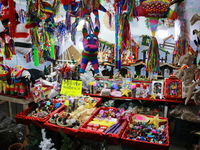 Various items for the Christmas and Posadas season are sold at a market set up in the Tlalpan Center in Mexico City, Mexico, on December 7,...