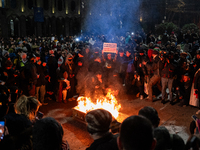 Anti-government demonstrators gather outside the parliament for a twelfth consecutive day of mass protests against the government's postpone...