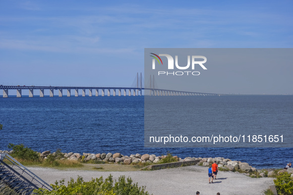 The Oresund Bridge, a double-track railway and dual carriageway bridge-tunnel between Sweden and Denmark by the Baltic Sea, is seen in Malmo...