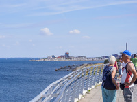 The Oresund Bridge, a double-track railway and dual carriageway bridge-tunnel between Sweden and Denmark by the Baltic Sea, is seen in Malmo...