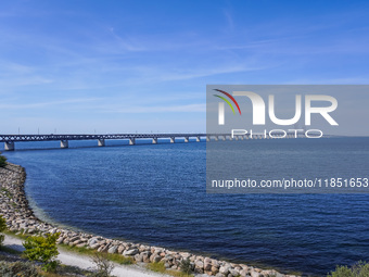 The Oresund Bridge, a double-track railway and dual carriageway bridge-tunnel between Sweden and Denmark by the Baltic Sea, is seen in Malmo...