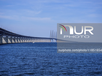 The Oresund Bridge, a double-track railway and dual carriageway bridge-tunnel between Sweden and Denmark by the Baltic Sea, is seen in Malmo...