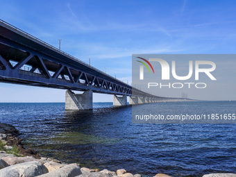 The Oresund Bridge, a double-track railway and dual carriageway bridge-tunnel between Sweden and Denmark by the Baltic Sea, is seen in Malmo...