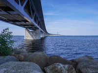 The Oresund Bridge, a double-track railway and dual carriageway bridge-tunnel between Sweden and Denmark by the Baltic Sea, is seen in Malmo...