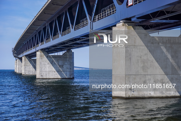 The Oresund Bridge, a double-track railway and dual carriageway bridge-tunnel between Sweden and Denmark by the Baltic Sea, is seen in Malmo...