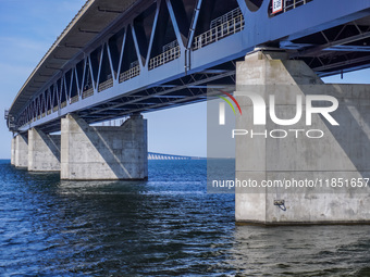 The Oresund Bridge, a double-track railway and dual carriageway bridge-tunnel between Sweden and Denmark by the Baltic Sea, is seen in Malmo...