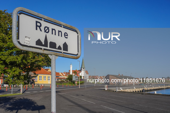 A Ronne sign is seen in Ronne, Bornholm Island, Denmark, on August 6, 2024. 