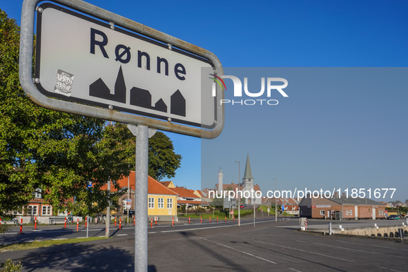 A Ronne sign is seen in Ronne, Bornholm Island, Denmark, on August 6, 2024. 