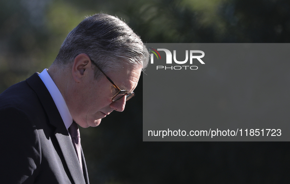 Britain's Prime Minister Keir Starmer during a meeting with Cyprus' President Nikos Christodoulides at the Presidential Palace in Nicosia, C...