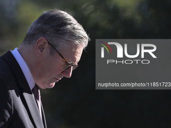 Britain's Prime Minister Keir Starmer during a meeting with Cyprus' President Nikos Christodoulides at the Presidential Palace in Nicosia, C...