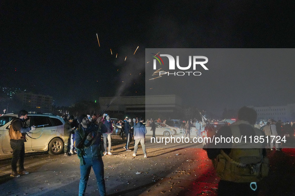 Syrians Gather In The Umayyad Square In The Heart Of Damascus To Celebrate The Fall Of The Assad Regime On December 9, 2024.