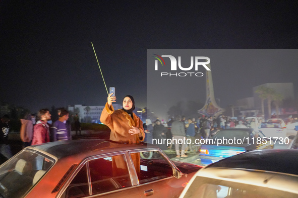 Syrians Gather In The Umayyad Square In The Heart Of Damascus To Celebrate The Fall Of The Assad Regime On December 9, 2024.