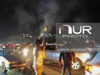 Syrians Gather In The Umayyad Square In The Heart Of Damascus To Celebrate The Fall Of The Assad Regime On December 9, 2024.(