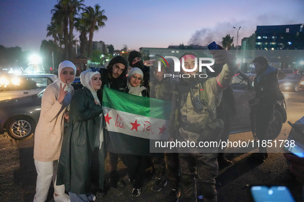 Syrians Gather In The Umayyad Square In The Heart Of Damascus To Celebrate The Fall Of The Assad Regime On December 9, 2024.