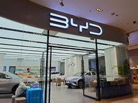 An BYD Auto City Center store is seen in Shanghai, China, on December 10, 2024. (