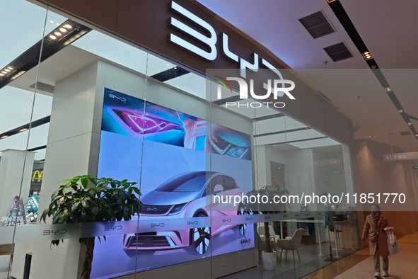 An BYD Auto City Center store is seen in Shanghai, China, on December 10, 2024. 