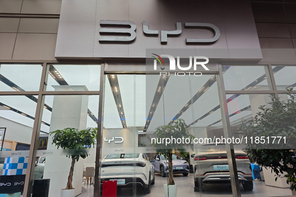 An BYD Auto City Center store is seen in Shanghai, China, on December 10, 2024. 