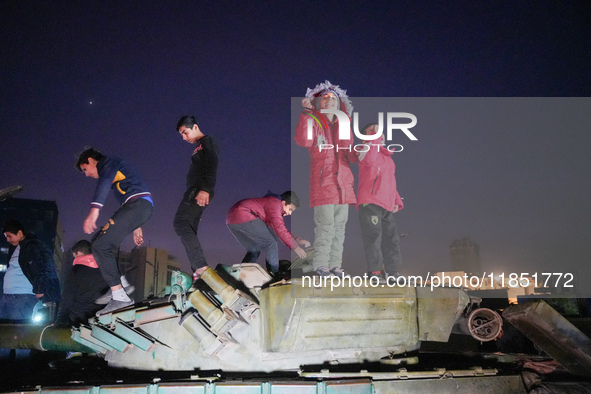 Syrians Gather In The Umayyad Square In The Heart Of Damascus To Celebrate The Fall Of The Assad Regime On December 9, 2024.