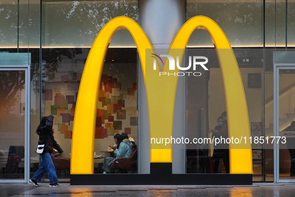 A McDonald's restaurant is seen at Pudong Street in Shanghai, China, on December 10, 2024. 