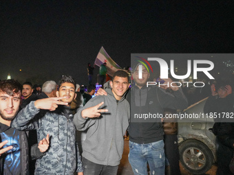 Syrians Gather In The Umayyad Square In The Heart Of Damascus To Celebrate The Fall Of The Assad Regime On December 9, 2024.(