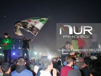 Syrians Gather In The Umayyad Square In The Heart Of Damascus To Celebrate The Fall Of The Assad Regime On December 9, 2024.(