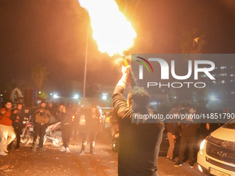 Syrians Gather In The Umayyad Square In The Heart Of Damascus To Celebrate The Fall Of The Assad Regime On December 9, 2024.(