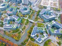 The photo, taken in Nanjing, Jiangsu province, China, on December 10, 2024, shows Nanjing Jiangdao Zhicube Zero-Carbon Park, Nanjing's first...